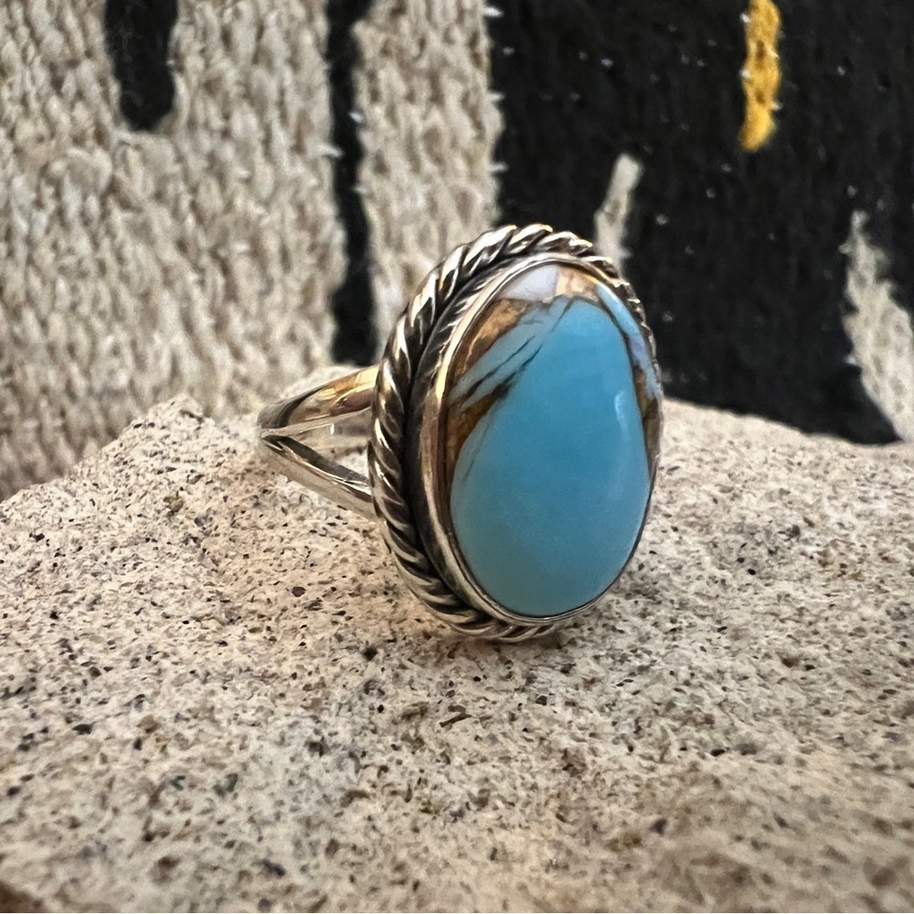 ❤️ Cotton Candy Kingman Turquoise 925 Navajo Southwestern Size 6.75 Ring 6.3 Gm